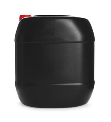 One black plastic canister on white background