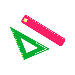 Ruler and triangle measurement tool in flat vector illustration