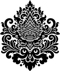 silhouette sketch vector illustration design icon logo symbol mythological creature barong ethnic classic vintage traditional