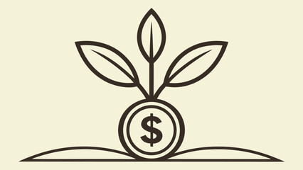 Obraz premium Financial coins icon logo showing money savings and transactions simple line art illustration