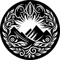 silhouette sketch vector illustration design icon logo symbol ornament floral ethnic classic vintage traditional