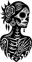 silhouette sketch vector illustration design icon logo symbol zombie woman beautiful ethnic classic vintage traditional
