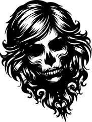 silhouette sketch vector illustration design icon logo symbol zombie woman beautiful modern