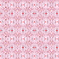 Pink geometric pattern with layered eye-like shapes, ideal for textiles, wallpapers, and digital design. Features symmetry, depth, and seamless, abstract, pattern, texture, modern elements.