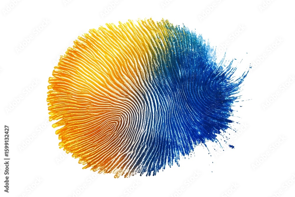 Aufkleber fingerprint identification with colorful abstract design representing unique identity and security