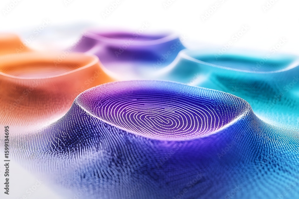 Poster abstract fingerprint data security technology with digital biometric authentication system