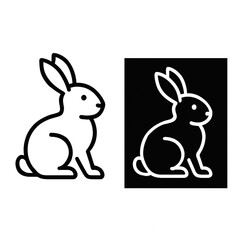 Obraz premium Cute Rabbit Outline Icon Set