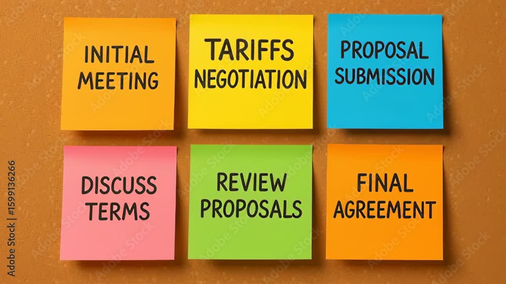 Poster tariff negotiation meeting proposal review agreement business discussion includes initial meeting di