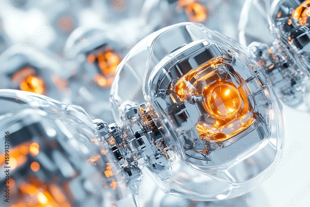 Aufkleber abstract technology background with futuristic transparent crystal structure design