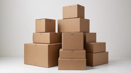 cardboard boxes on white background