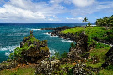 Tropical paradise on the road to Hana. Wai'anapanapa State Park on the island of Maui, Hawaii.