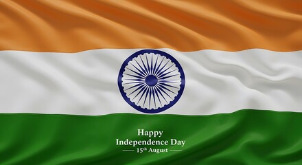 Realistic illustration of the Indian national flag waving with 