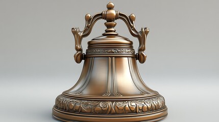 Ornate copper bell with decorative details.