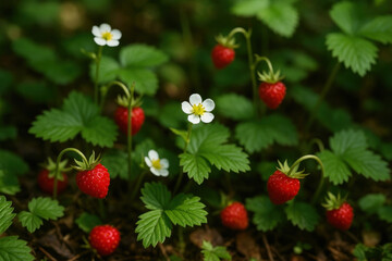 Wild Strawberries Close Up Photo
