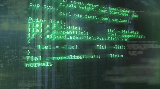 Green code overlay appearing scrolling through request functions and response loop visualizing flow