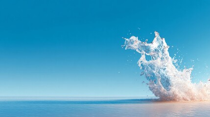 Water splash against a clear, bright blue sky