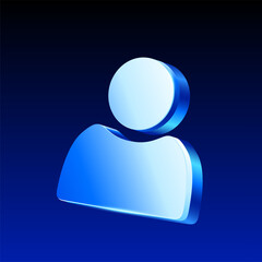 3d user or human icon in shining metal style, isolated on background. Employee icon in 3d vector. Vector illustration