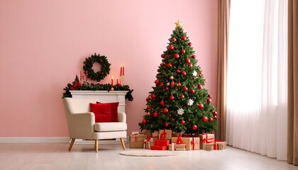 Christmas tree in a cozy living room