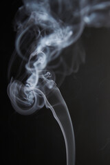 Abstract figure created by white smoke on an isolated black background to stimulate the subconscious with truly beautiful shapes