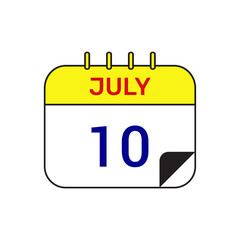 10 july calendar icon vector illustration design