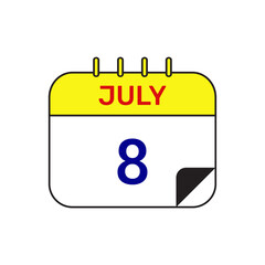 8 july calendar icon vector illustration design