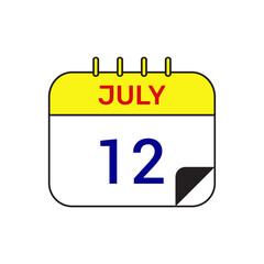 12 july calendar icon vector illustration design