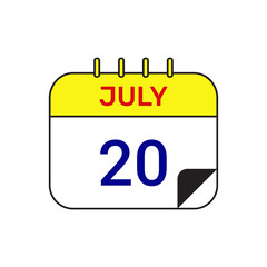 20 july calendar icon vector illustration design