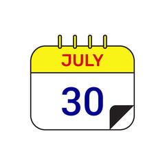 30 july calendar icon vector illustration design