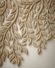 Ornate leaf branches create a decorative design.