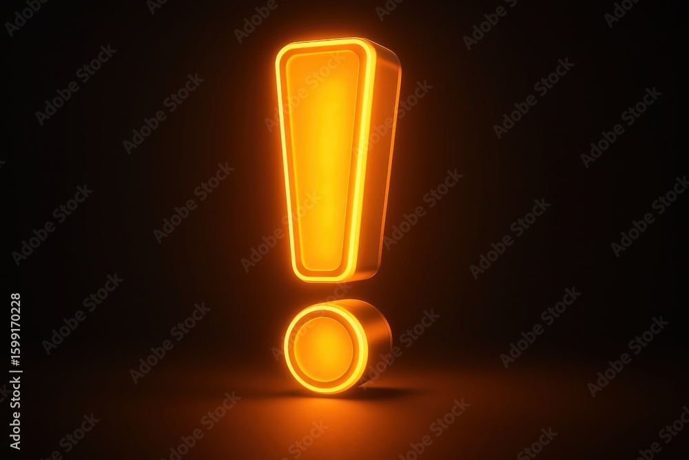 Poster dynamic 3d warning icon with glowing amber alert symbol for safety communication and emergency notif