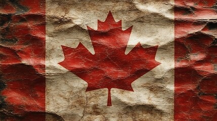 Aged, textured depiction of the canadian flag.