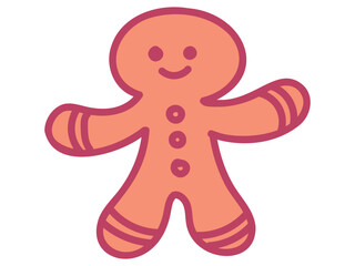 クリスマスにぴったりな笑顔のジンジャーブレッドクッキーのイラスト