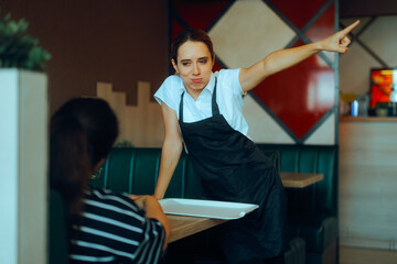 Upset Waitress Evicting Customer for Not Following the House Rules. Disruptive loud client breaking...