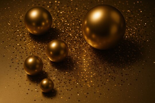 Elegant gold celebration setup with confetti and balloons for luxury event announcement - Powered by Adobe