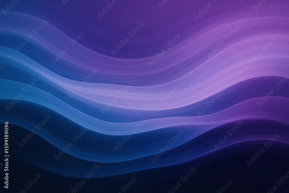 Poster flowing abstract wave pattern with gradient colors transitioning from blue to purple