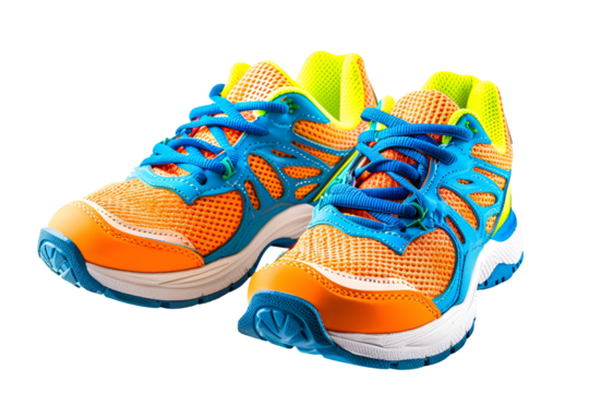 Colorful athletic shoes vibrant sneakers kids footwear running shoes - Powered by Adobe