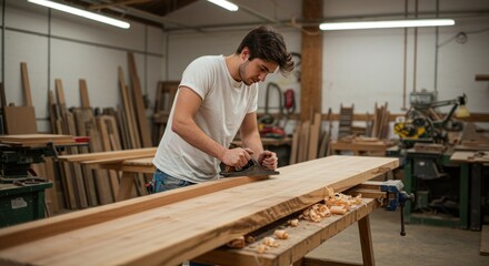 Craftsman works wood