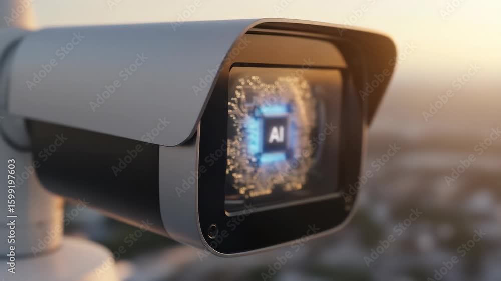 Aufkleber security camera featuring ai artificial intelligence technology for surveillance.