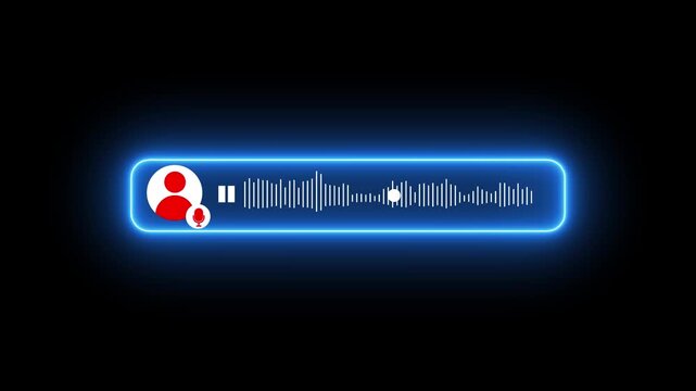 glowing voice message interface featuring a vivid purple background, green user icon, microphone badge, sound waveform, and playback bar&mdash;ideal for futuristic chat apps, or voice-driven