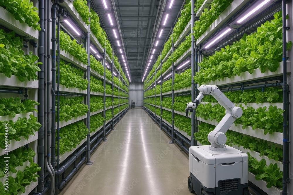 Poster advanced hydroponic vertical farming system with automated nutrient delivery and led growth lighting
