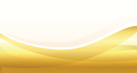 Abstract elegant flowing gold wave line vector on white background. Luxury shiny gold wave template design element with space for your text. Suit for presentation, poster, flyer, cover, banner