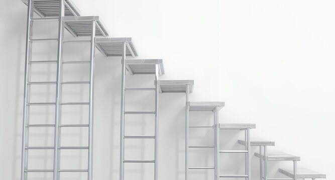 Metal staircase industrial ladder steps metallic structure ascending climb framework sca