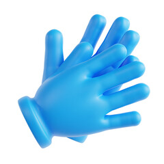 PNG 3D Blue Medical Gloves for Hygiene and Safety Icon Isolated on a White Background