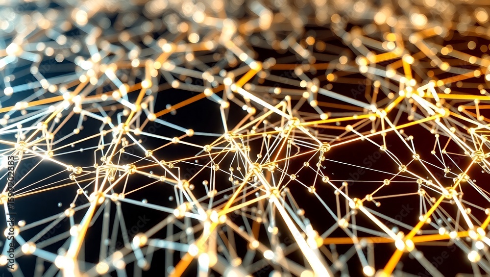 Poster abstract network of interconnected nodes creates a sense of global connectivity and innovation.