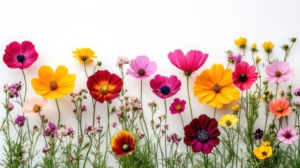 Vibrant Cosmos Flower Meadow: A Colorful Springtime Bloom