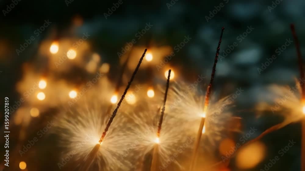 Aufkleber sparkling sparklers creating light and celebration with bokeh background for holidays.