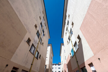 Buildings in a popular housing complex on the outskirts of Sao Paulo, Brazil
