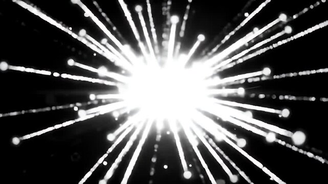 Abstract White Light Burst with Rays Shining on Black Background for Adobe Stock