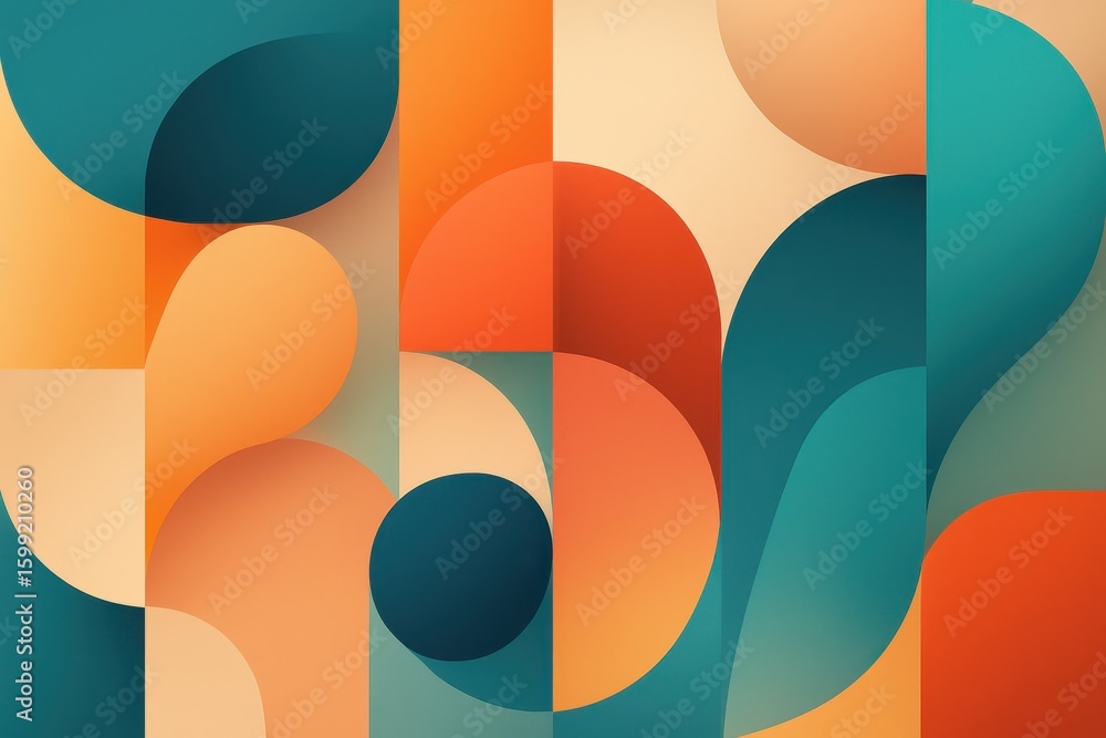 Aufkleber modern geometric abstract pattern with flowing shapes and sophisticated color palette for contempora