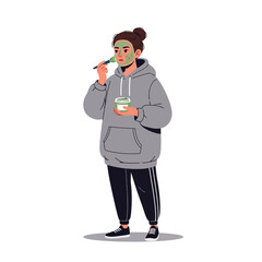 Relaxed Woman Applying Green Facial Mask at Home